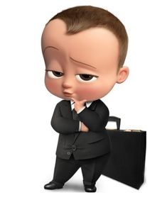 a cartoon character in a suit and tie holding a briefcase