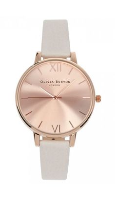 I love the simple soft looking band! Olivia Burton Watch, Movement Watches, Gold Plated Watch, White Watch, Olivia Burton, Rose Gold Watch, Quartz Movement, Gold Watch