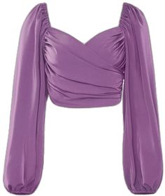 Sleeved Crop Top, Evening Outfit, Feminine Top, Puff Sleeve Crop Top, Elegant Drapes, Evening Outfits, Vintage Glamour, In Water, Color Purple