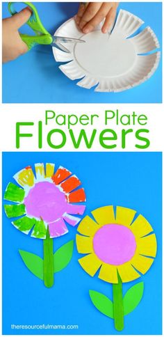 the paper plate flowers are made from construction paper