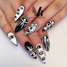 Astrological Nails, Alien Nails, Witchy Nails, Gothic Nails, Goth Nails, Grunge Nails, Stiletto Nails Designs, Play Free Online Games, Makijaż Smokey Eye