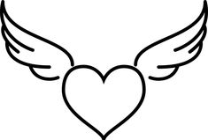 a heart with wings on it is outlined in the shape of an angel's wing