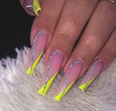 Neon Yellow Square Nails, Summer Nails 2023 Color Trends, Nails 2023 Color Trends, 2023 Color Trends, Summer Nails 2023, Nail Goals, Sassy Nails, 2023 Color, Nails Design With Rhinestones