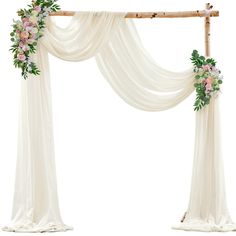 an arch decorated with flowers and greenery for a wedding ceremony or special occasion, isolated against a white background