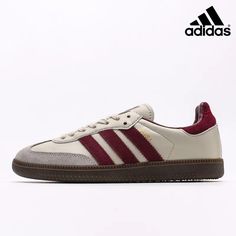 Adidas Samba OG 'Putty Grey Maroon' ID1482 Burgundy Samba Outfit, Maroon Sambas, Samba Outfit, Shoe Accessories, Adidas, Grey