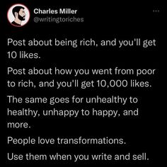 a text message from charles miller about being rich and you'll get 10 likes