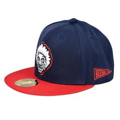 the new era hat is available in navy and red