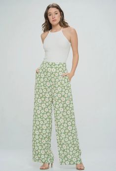 Lightweight, high waisted pants WITH pockets! Pants With Pockets, Pants Large, Green Pants, Top Graphic Tees, Loungewear Sets, Dress Romper, Clothes Gift, Vest Dress, High Waisted Pants