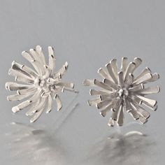 Mum Post Earrings - Goldmakers Fine Jewelry Silversmithing Jewelry, Silver Casting, Silver Flower Earrings, Mixed Metal Jewelry, Mission Statement, Handmade Wire, Metal Clay, Art Accessories, Jewelry Maker