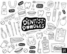 Black and White Hand Drawn Dentist Clip Art. Doodle Teeth, Smile Dental Planner Stickers. Stomatology, Tooth, Medical Clipart. Illustrations - Etsy Latvia Tooth Doodle Art, Dentist Doodle, Teeth Doodle, Tooth Doodle, Dental Drawings, Dentist Clipart, Dentist Equipment, Dental Clipart, Desert Inspiration