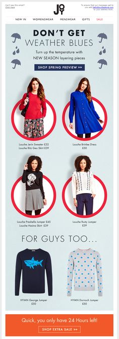 an advertisement for women's clothing with different styles and colors