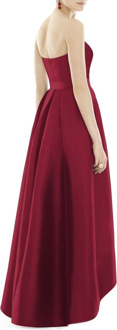 Alfred Sung Strapless High/Low Ballgown | Nordstrom Ballgown Skirt, Alfred Sung, Ball Gown Skirt, Dress Fitted, Princess Seams, Sweetheart Neck, Princess Seam, Wedding Suits, Red Formal Dress