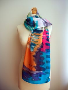 Multicolor Silk Rectangular Scarves, Multicolor Rectangular Silk Scarves, Multicolor Silk Rectangular Scarf, Multicolor Rectangular Silk Scarf, Multicolor Silk Scarves As Gifts, Handmade Multicolor Silk Scarves, Artsy Silk Scarf As Gift, Handmade Multicolor Silk Scarf, Multicolor Hand Painted Silk Scarves