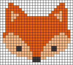 an orange and black cross stitch pattern with the shape of a fox's head