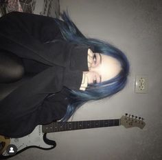 Blue Hair Tumblr, Hair Tumblr, Blue Haired Girl, Dark Blue Hair, Tumblr Aesthetic, Only Girl