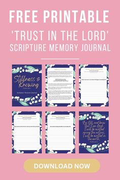 the free printable trust in the lord's scripture memory journal