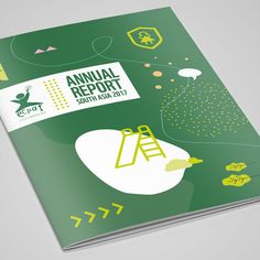 the annual report cover is shown in green and has an image of a man on a ladder