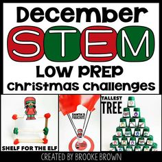 STEM Challenges and Activities Christimas K- 5th Grade by Brooke Brown Teach Outside the Box Low Prep Stem Challenges, December Stem, Cardboard Trees, Thanksgiving Stem, Winter Stem Activities, Brooke Brown