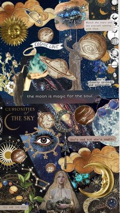 Sun And Moon Artwork, Aesthetic Wallpaper Moon And Stars, Cosmic Moodboard, Celestial Wallpaper Aesthetic, Celestial Moodboard, Whimsigoth Aesthetic Wallpaper, Celestial Aesthetic Art, Moon And Sun Aesthetic, Celestial Collage