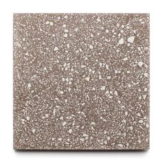 a brown and white square tile with small speckles on the bottom, in various sizes