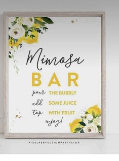 a yellow and white floral bar sign with the words mom - o's bar on it