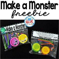 make a monster freebie is shown in two bags