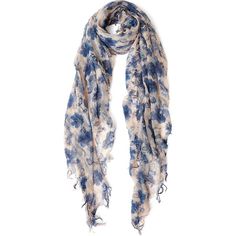 Indigo Blue French Floral Cashmere and Silk Scarf - Chan Luu Scarves & Gloves | Maisonette Black And White Stars, Blue French, French Floral, Handmade Scarves, Designer Scarves, Chan Luu, Fringe Trim, Vintage Fabrics, Cashmere Scarf