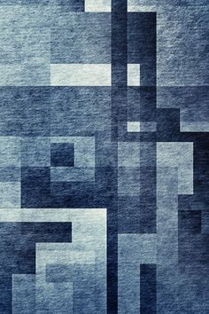 an abstract blue background with squares and rectangles in shades of gray, black, and white