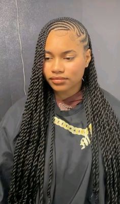 Half Lemonade Braids Half Twists, Half Lemonade Half Twist, Half Twist Half Braids, Island Twist Lemonade Braids, Blackgirl Hairstyle Braid, Fulani Braids To The Side, Buss Down Braids, Half Lemonade Braids, Lemonade Braids With Star