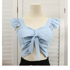 Bohemian Bow Tie Lace-up Print Camisole Tops For Women Blue One Size Fashion Design Books, Tanks Tops, Chic Shirts, Tanktop Girl, Chiffon Material, Summer Blue, Bohemian Clothes, Tops For Women, Girl Top