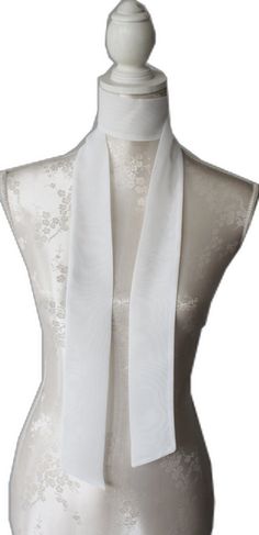 Elegant Neckwear For Wedding, Elegant Solid Color Neckwear For Weddings, Chic Formal Tie Neckwear, Elegant Tie Neck Formal Neckwear, Elegant Ribbon Neckwear Standard Tie, Elegant Fitted Neckwear For Party, Elegant White Neckwear For Spring, Formal Fitted Neck Tie, Elegant White Formal Neckwear