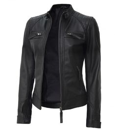 cafe racer womens leather jacket Black Cafe Racer, Quilted Leather Jacket, Black Leather Motorcycle Jacket, Motorcycle Jacket Women, Womens Black Leather Jacket, Black Leather Moto Jacket