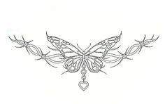 a drawing of a butterfly with hearts on it's wings and an arrow in the middle