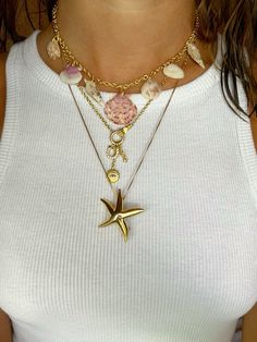 Delicate Everyday Necklaces With Charms, Dainty Everyday Necklaces With Charms, Dainty Charm Necklaces For Everyday, Dainty Charms Necklaces For Everyday, Dainty Charms Necklace For Everyday, Dainty Necklace With Delicate Chain For Beach, Dainty Adjustable Star Charm Necklace, Dainty Beach Necklace With Delicate Chain, Bohemian Star Charm Choker