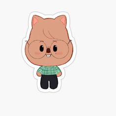 an animal sticker with glasses on it's face and the head of a cat