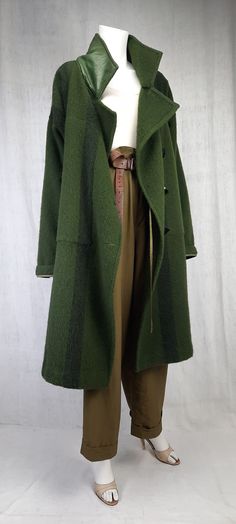 Jean Charles De Castelbajac Vintage Wool Coat - Etsy Green Winter Sweater Coat For Work, Green Wool Sweater Coat For Winter, Green Long Pea Coat For Fall, Green Wool Sweater Coat For Fall, Oversized Green Wool Outerwear, Green Wool Long Pea Coat, Vintage Wool Coat, Vintage Wool, Vintage Boutique