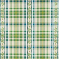 a green and white plaid pattern with small dots on the border, as well as lines