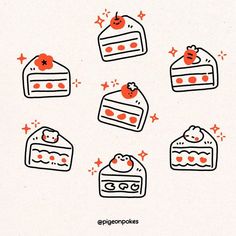 an illustrated piece of cake with different toppings