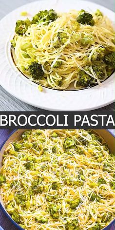 broccoli pasta in a pan with cheese on top