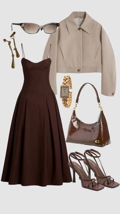 #outfitinspo #dinnerdate Brown Dress Outfit, Brown Dresses Outfit, Brown Outfit, Mocha Brown, Brown Dress, Outfit Casual, Mocha, Dress Outfits, Casual Outfits