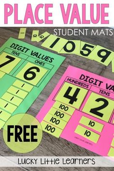 place value mats for students to use in the classroom with text overlay that says place value