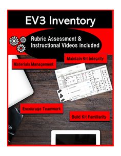 the e v3 inventory manual is displayed on a table with other items and equipment