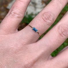 SOLID 14k Gold Natural London Topaz Baguette Ring Art Deco | Etsy 14k Gold Baguette Cut Topaz Ring As Gift, 14k Gold Baguette Cut Topaz Ring, Teal Stone, London Topaz, Gold Stacking Ring, Kitty Hawk, Baguette Ring, Stack Ring, Mom Stuff