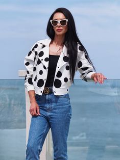 Women White Spring Summer Boho Jacketwhite Denim Polcadot - Etsy Chic White Long Sleeve Denim Jacket, Casual Polka Dot Outerwear For Spring, Jacket Black And White, Autumn Jacket, Black And White Jacket, Tulle Tutu Skirt, Boho Jacket, White Denim Jacket, Summer Boho