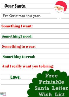 a christmas wish card with the words free printable