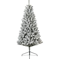 a white christmas tree on a black stand