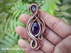 Wire Wrapped Amethyst Pendant, Empath Protection Amethyst Necklace, Elven Jewelry, Protection Amulet Necklace, Healing Amethyst Gift for Her Unique Handmade Artisan Jewelry !! Original Designs by ArtsvilleHandcrafted If you love unique designs and Amethyst then...this beauty is perfect for you!! This piece has a gorgeous Amethyst, garnet and is created with Pure Copper Wires.  IMPORTANT Select your choice of length for the necklace. All Jewelry is Gift Wrapped!! And dispatched within 1-2 working days. I love to create beautiful unique jewelry for all of you .. Please click the "Favorite Shop" box in the top left-hand corner.  Share and give Reviews..   Your LIKES, SHARES, and REVIEWS are very much appreciated!! *Similar designs here: https://etsy.me/32HOOPK *Love it and want to buy it late Purple Electroformed Amethyst Jewelry, Empath Protection, Elven Jewelry, Blue Contacts, Amethyst Healing, Protection Amulet, Amulet Necklace, Amethyst Necklace, Amethyst Pendant