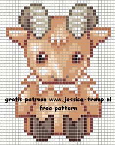 a cross stitch pattern with an image of a goat