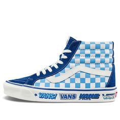 Vans Unisex Style 38 Sneakers Blue/White VN0A5KRIA5I (SNKR/Skate/Light/Non-Slip/High Top) Radio Demon, Sk8 Hi Vans, Creative Shoes, Sneakers Vans, Blue Vans, Limited Edition Sneakers, Best Shoes For Men, Vans Style, Vans Sk8 Hi