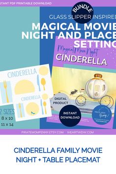 cinderella family movie night and table placemats are on sale for $ 10 each